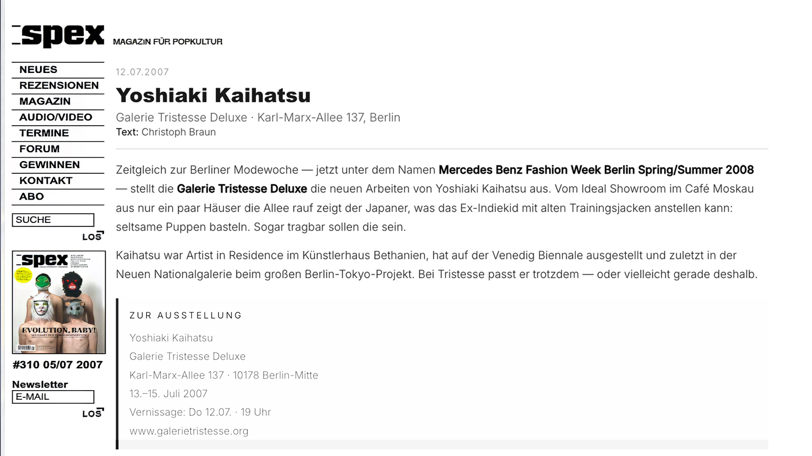 SPEX Magazine — Galerie Tristesse Deluxe