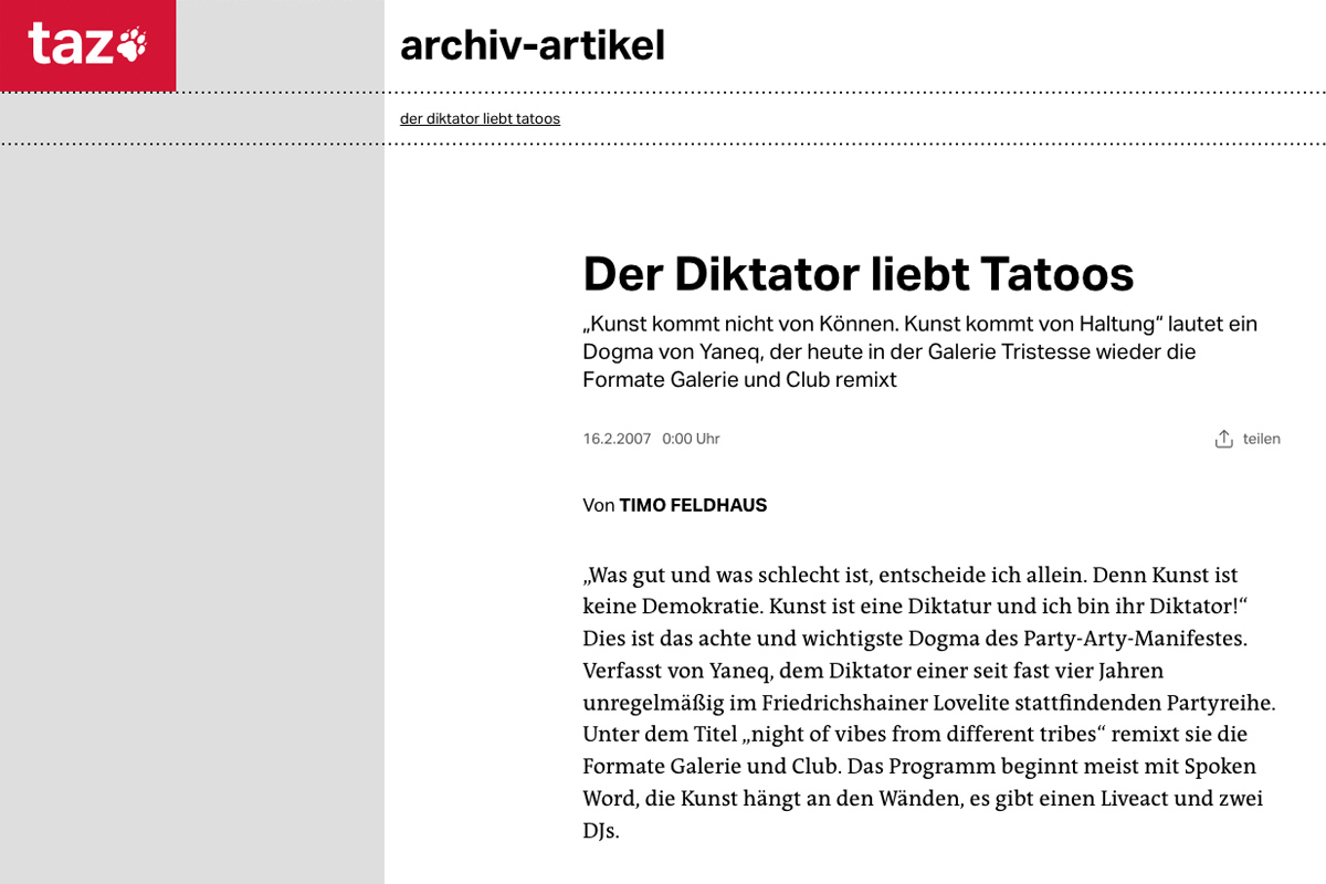 TAZ Berlin — Galerie Tristesse Deluxe